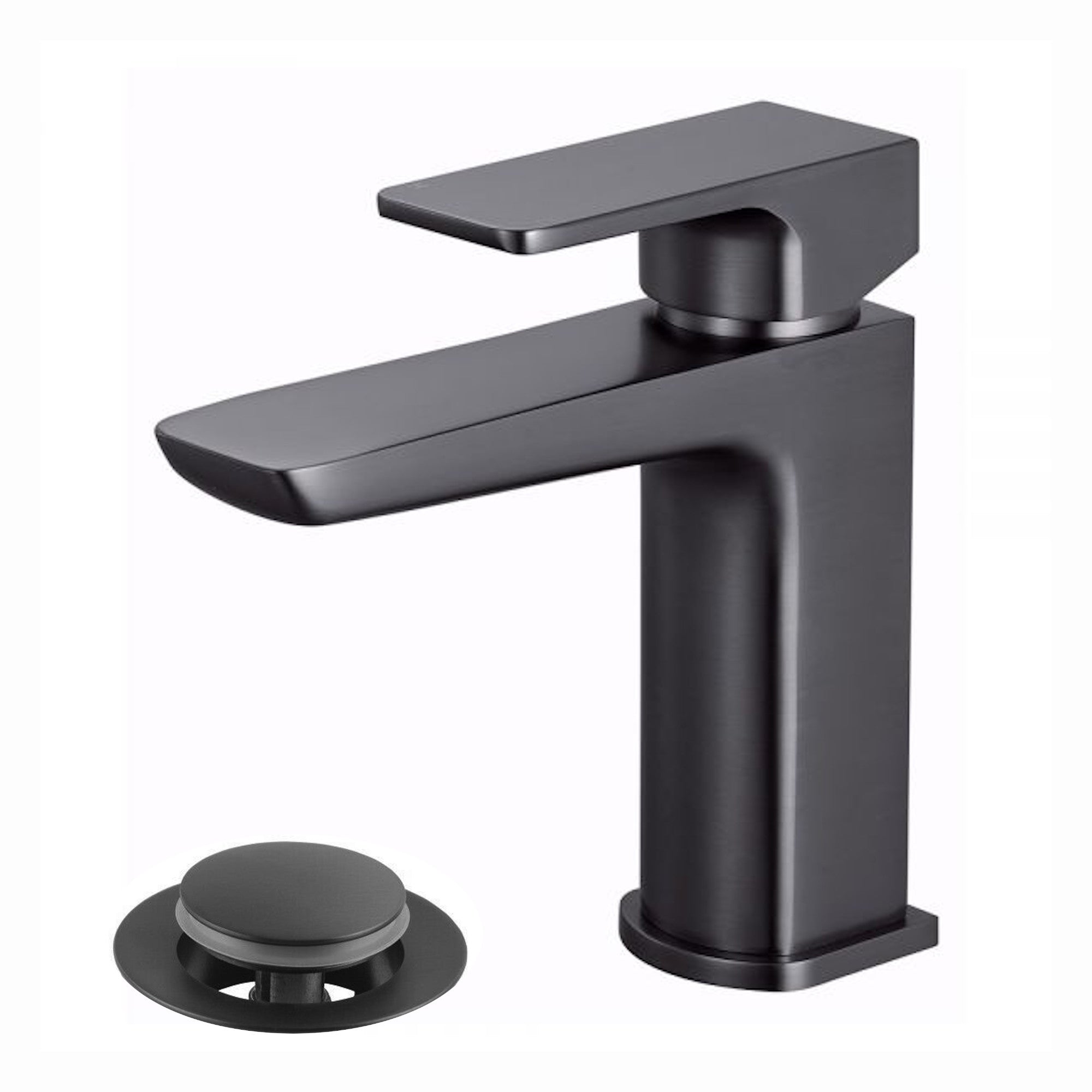 Mykonos contemporary basin sink mixer tap with waste - gunmetal black
